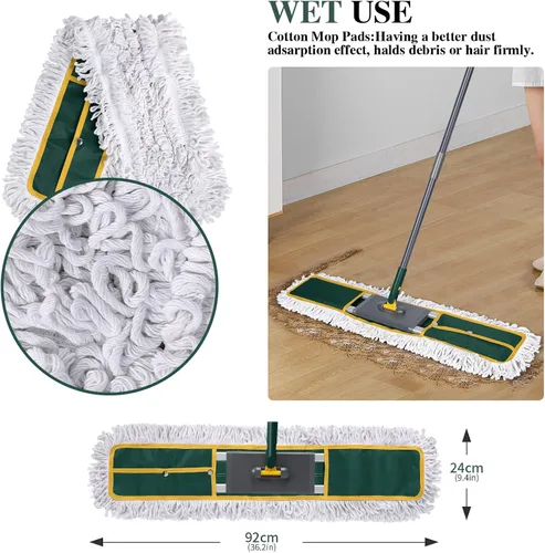 Miniatura 7 de Trapeador Comercial de 36", Masthome Trapeador Industrial de Servicio Pesado para Limpieza de Pisos, Trapeador de Polvo Comercial con 3 Almohadillas