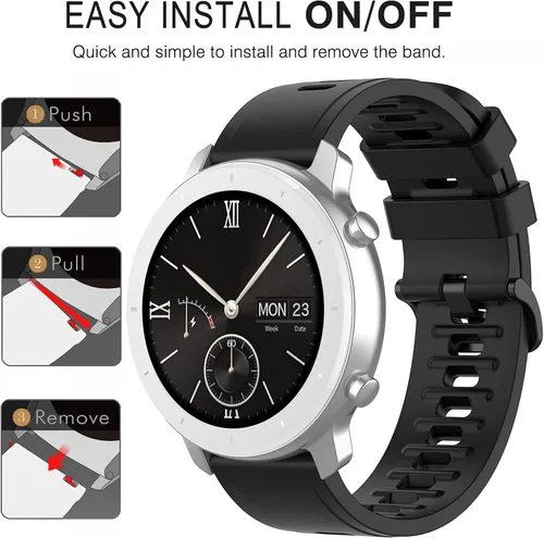Miniatura 6 de QGHXO Banda para Amazfit GTS 4/4 Mini/3/2/2e/ GTR Mini/GTR 1.654 in/Active, Banda de repuesto de silicona suave para Amazfit Bip 3/3 Pro/U Pro/S