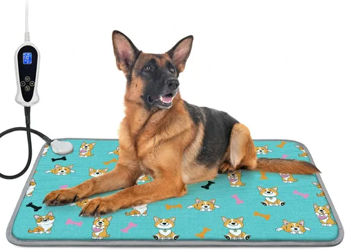 Miniatura 10 de Almohadilla térmica grande para mascotas (30 x 47 pulgadas), almohadilla térmica de temperatura ajustable para perros y gatos con temporizador