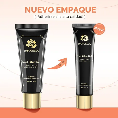 Miniatura 2 de UNA GELLA - Puntas de uñas de gel suave para pegar de 1.4 fl oz de secado por lámpara, permanente, pegamento de uñas fuerte para uñas acrílicas