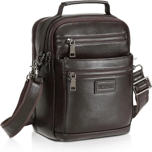 Polare - Bolso de mensajero de cuero italiano de grano completo, estilo vintage, bolso cruzado al hombro, estilo casual, bolso de negocios para