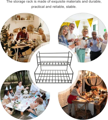 Miniatura 3 de Cabilock Estante para jarabe de hierro de 2 niveles, almacenamiento de especias, organizador de despensa de cocina, encimera, fácil de limpiar