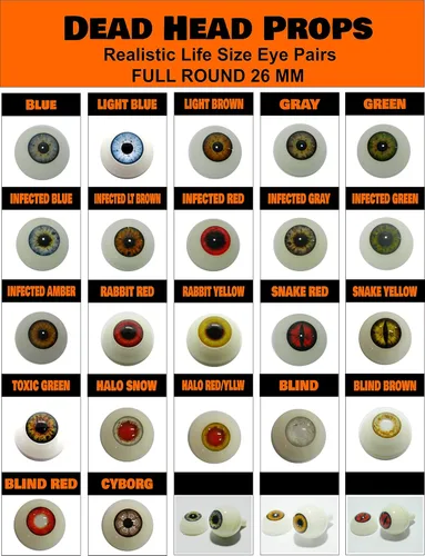 Miniatura 2 de Par de ojos realistas de acrílico redondo tamaño real para accesorios de Halloween, máscaras, muñecas o osos, 1.024 in (marrón claro)