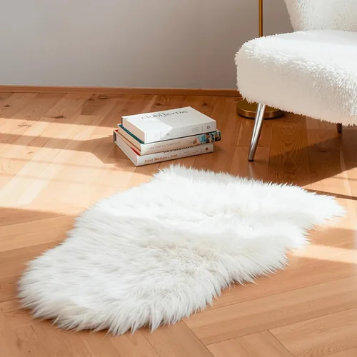 Miniatura 14 de linmopm Alfombra de piel sintética de pelo lanudo esponjoso negro de 2x6 pies para dormitorio, cabecera de la cama, suelo, sala de estar, cojín