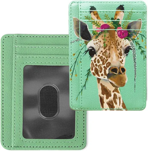 Miniatura 7 de Cartera delgada minimalista con bolsillo frontal, mini tarjetero con bloqueo RFID, bolsillo frontal, monedero con ventana de identificación