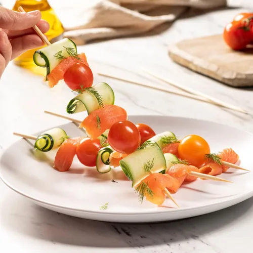 Miniatura 6 de GUSTO [25,4 cm - 100 unidades] Brochetas de bambú para shish kabob, parrilla, frutas, aperitivos y cócteles (anteriormente paquete Comfy)