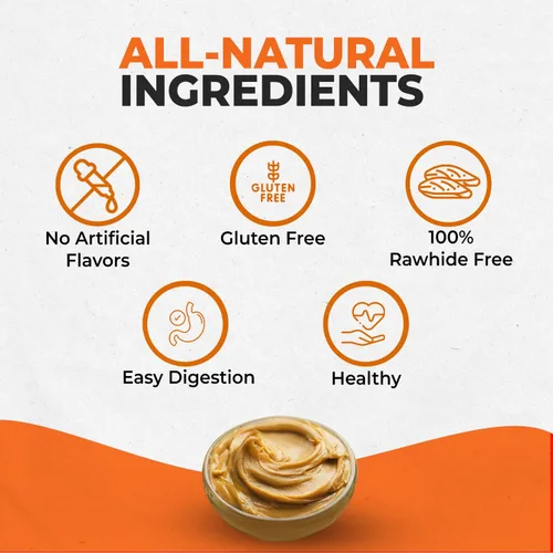Miniatura 4 de Canine Naturals Masticable de mantequilla de maní, sin cuero crudo y golosinas para perros, hechas de mantequilla de maní real, totalmente natural