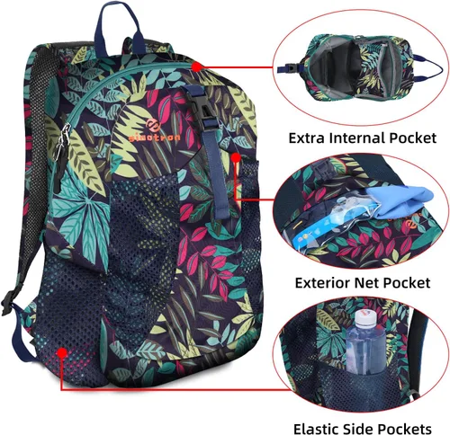 Miniatura 3 de Sinotron - Mochila de senderismo ligera y plegable de 22 l, mochila pequeña de senderismo, mochila de día para mujeres, hombres, viajes, camping