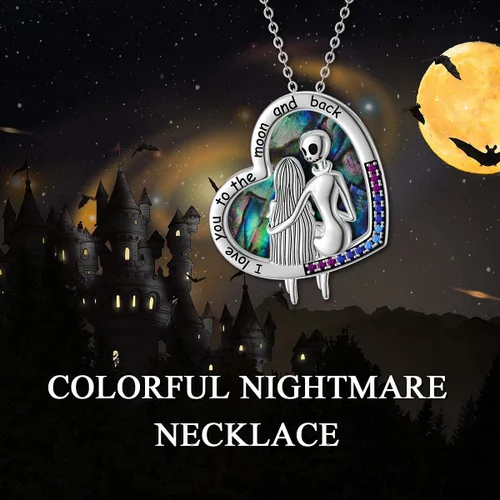 Miniatura 6 de ONEFINITY - Collar de pesadilla de plata de ley con colgante de corazón infinito, collar de calavera para regalo de cumpleaños para mujeres, esposa