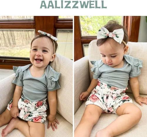 Miniatura 2 de Aalizzwell Body acanalado con pantalones cortos para bebé, ropa de verano