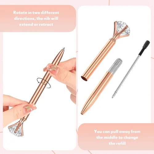 Miniatura 3 de Yexiya 48 bolígrafos de diamantes a granel, regalos de despedida de soltera para invitados, bolígrafo de cristal dorado rosa, bolígrafos brillantes