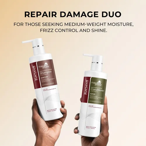 Miniatura 7 de Karseell Juego de champú y acondicionador de tratamiento capilar con colágeno para cabello seco dañado, todo tipo de cabello, 16.9 floz + 16.9 floz