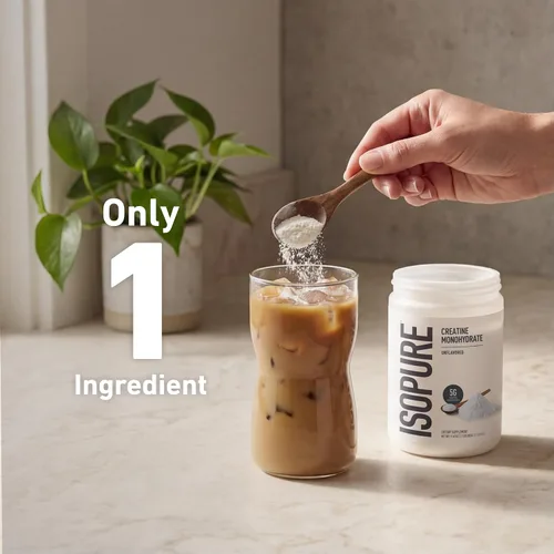 Miniatura 5 de Isopure 100% Pura Creatina Monohidrato en Polvo, Sin Azúcar, Sin Sabor, 5g de Creatina Monohidrato Por Porción, 1.1 Libras, 100 Porciones