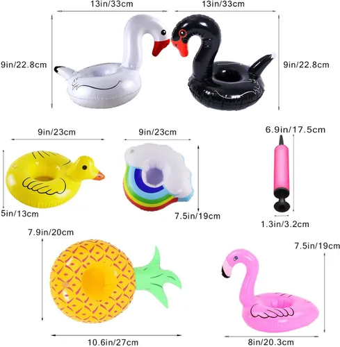 Miniatura 6 de Soportes de bebidas flotantes para piscina, inflables para bebidas, posavasos con mini bomba de aire Multicolor