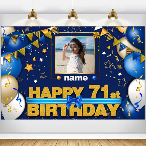 Miniatura 53 de Pancarta Personalizada de Decoraciones de Feliz Cumpleaños 101 - Telón de Fondo de 101 Años para Mujeres Hombres Niños Niñas Suministros de Fiesta