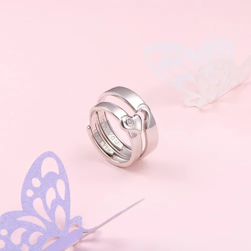 Miniatura 8 de DAOCHONG Juego de anillos de plata de ley 925 para parejas, anillos de promesa para parejas, con texto en inglés "I Love You