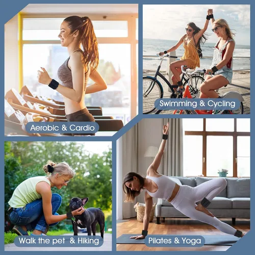 Miniatura 6 de Pesas de muñeca, 2 pesas de tobillo para muñeca para mujeres y hombres, pulseras de silicona ajustables adecuadas para caminar, yoga y gimnasio