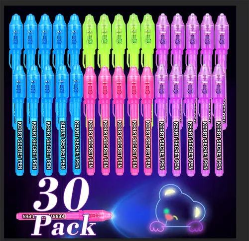 Miniatura 2 de 30 bolígrafos de tinta invisible con luz UV, bolígrafos espía con mensaje secreto, marcadores de tinta invisible mágica, recuerdos de fiesta