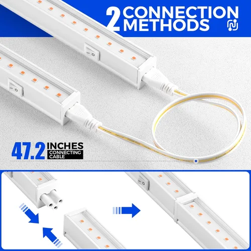 Miniatura 7 de Barrina Luces de cultivo T5 para plantas de interior, espectro completo, 4 pies 160 W (8 x 20 W), tira de luz LED de cultivo para inicio de Rosa