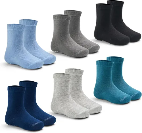 Calcetines de algodón para bebés y niños pequeños, calcetines antideslizantes para niños, paquete de 6