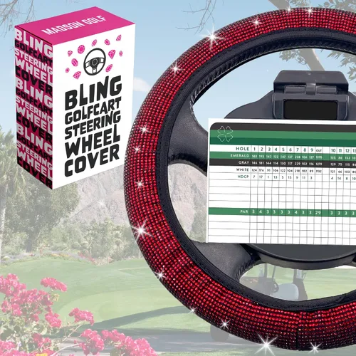 Miniatura 10 de Funda universal para volante de carrito de golf con diamantes de imitación de cristal brillante coloridos, se adapta a Club Car, Yamaha, EZGO, funda