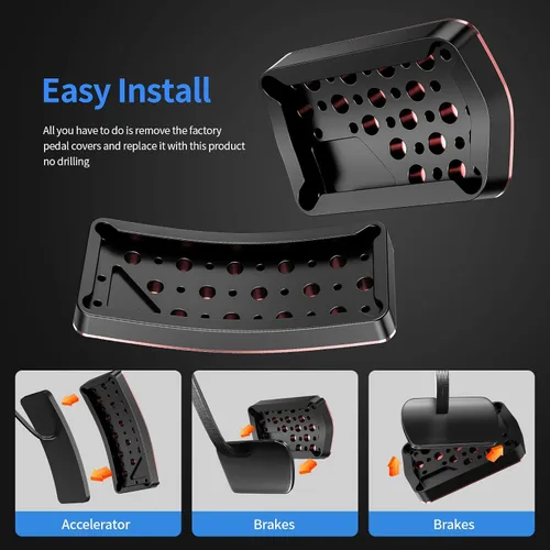 Miniatura 7 de Funda para pedal de coche para Jeep Grand Cherokee Dodge Durango 2011-2024 2025 Aleación de aluminio Sin perforación Fundas de pedal de freno y Rojo