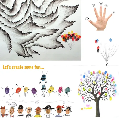 Miniatura 3 de lsushine Craft socio grande Almohadilla de tinta sellos bricolaje color, 8 colores arco iris dedo Ink Pad para Niños (Pack de 8)