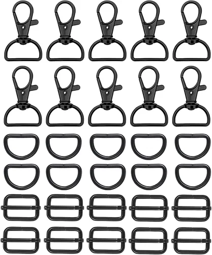 Miniatura 8 de WAFJAMF Anillo de gancho de metal a granel 30 piezas, hebilla de cierre giratorio y anillo en D no soldado, 10 piezas, hebilla rectangular ajustable