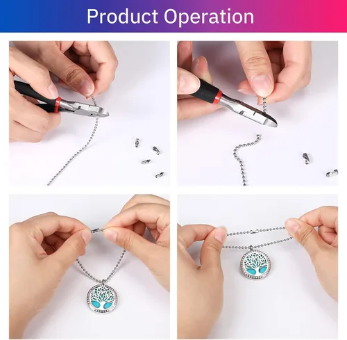 Miniatura 7 de Mudder Cadenas de collar de bolas de 65 pies, rollo de cadena de eslabones de cuentas de 0.157 pulgadas con 40 conectores de bola y alicates