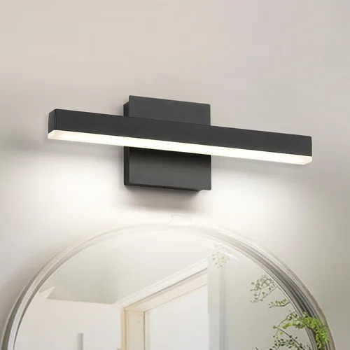 Joossnwell Lámpara de tocador de baño negra regulable con luces LED de 5CCT, barra de iluminación de baño moderna de 15.75 pulgadas, lámpara de baño