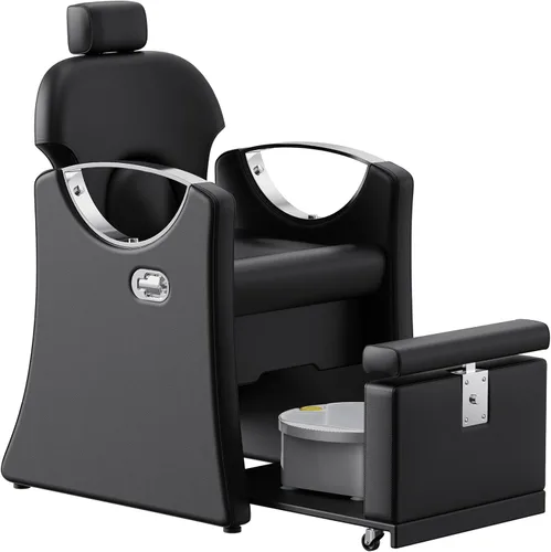 Miniatura 11 de LOUVIXA Pedicure Station for Nail Tech, Reclining Pedicure Chair with Massage Foot Bath, No Plumbing Pedicure Station Unit (Black-Holographic)