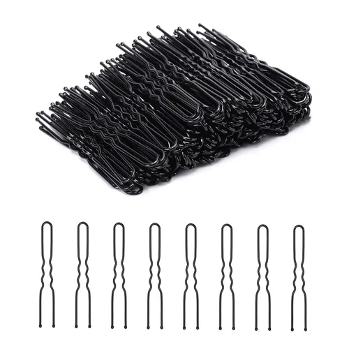 Cehony Horquillas en forma de U, 200 unidades para mujeres, señoras, niñas, horquillas históricas francesas, horquillas para peinar el cabello, Negro