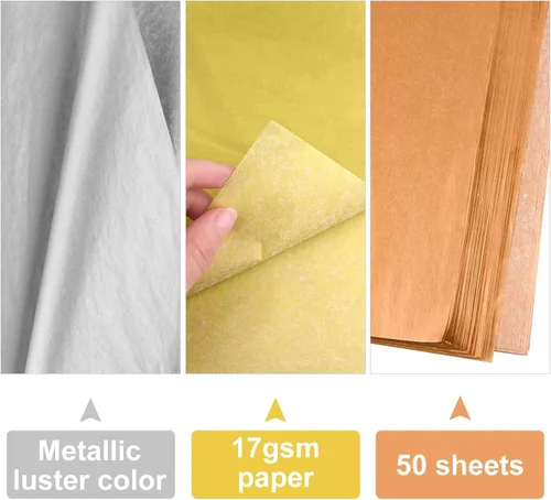 Miniatura 5 de MIAHART 50 hojas de papel de seda a granel de 20 x 14 pulgadas, papel metálico para envolver regalos, envoltura de accesorios para boda, fiesta