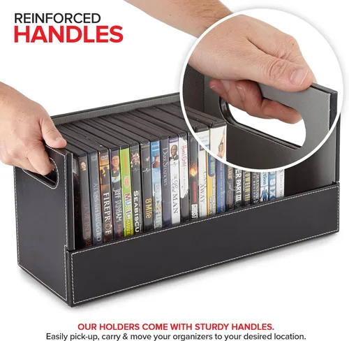 Miniatura 4 de Stock Your Home caja de almacenamiento de DVD, organizador de estante de películas para Blu-Ray, estuches de videojuegos, CDs, soporte para cintas