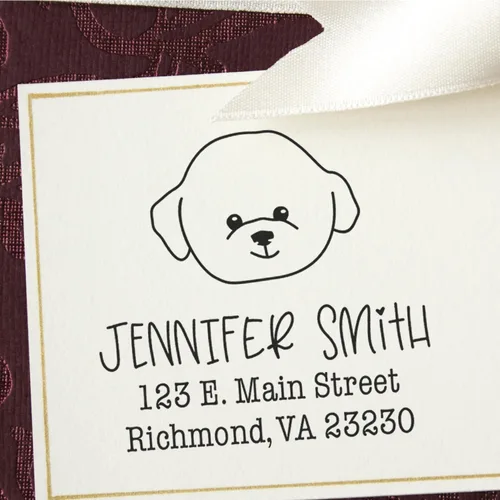 Miniatura 84 de Sello de dirección personalizado Basset Hound – Sello personalizable con nombre y dirección para sobres, ideal para amantes de los perros