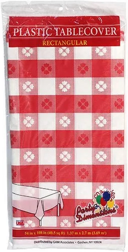 Party Dimensions Rectangular de plástico de 54 x 108 pulgadas, dorado, 1 mantel de mesa, 54 x 108 pulgadas