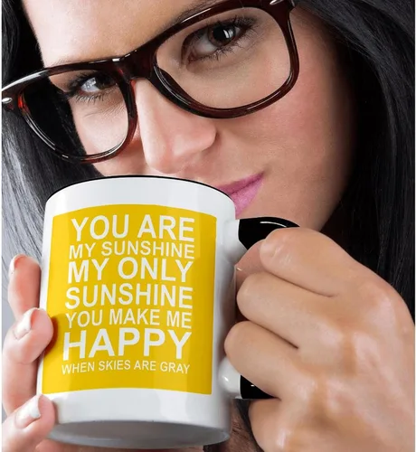 Miniatura 2 de 3dRose You are my sunshine. Taza negra de dos tonos de 11 oz