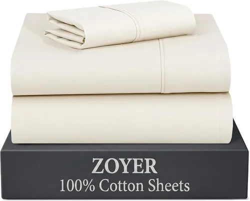Miniatura 41 de ZOYER Sábanas de 100 % algodón percal tamaño individual, refrescantes y transpirables, duraderas, con una sensación nítida, suave y cómoda, bolsillo