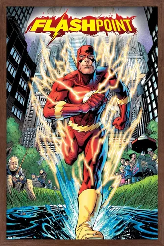 Miniatura 17 de Trends International DC Comics-The Flash-Flashpoint - Póster de pared, 14.725 x 22.375 pulgadas, versión enmarcada de madera de granero