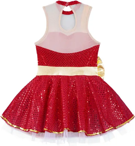 Miniatura 6 de Xnihocha Disfraz de fiesta de baile de Navidad para niños y niñas, con lentejuelas brillantes, figura de patinaje sobre hielo, tutú de ballet