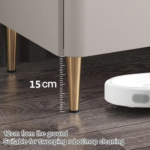 Miniatura 4 de WOLWES Mesita de noche, mesa auxiliar con almacenamiento, mesita de noche de madera maciza con 2 cajones, parte superior de mármol sintético
