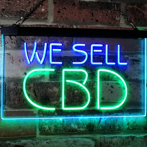 Miniatura 2 de ADVPRO CBD Sold Here - Letrero de neón LED de doble color, verde y azul, 12 x 8.5 pulgadas st6s32-i3091-gb