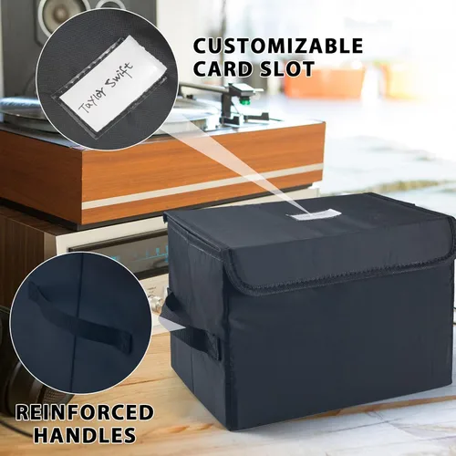 Miniatura 9 de Caja de almacenamiento de discos de vinilo UENTIP - Caja LP de 7 pulgadas, capacidad para 60 discos - Paquete de 1 - 11x7.67x7.67 pulgadas - Negro