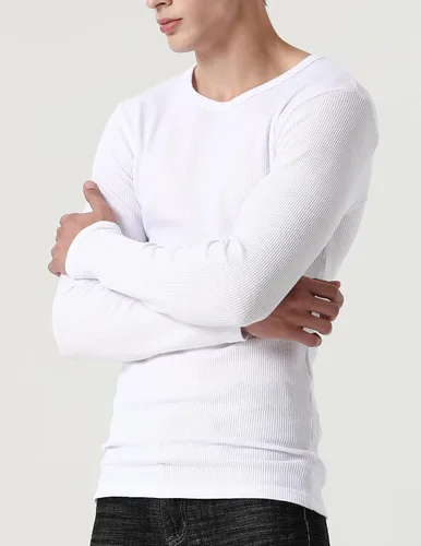Miniatura 2 de Comfneat Paquete de 2 camisetas térmicas de manga larga para hombre, de punto gofre, suaves, cómodas, con cuello redondo