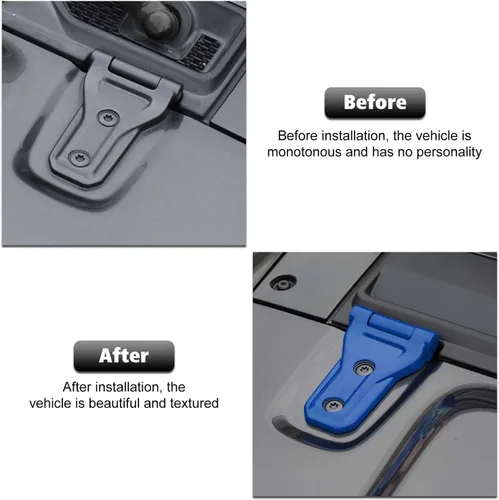 Miniatura 2 de RT-TCZ Kit de decoración exterior para bisagra de capó para Jeep Wrangler JL JLU y Gladiator JT 2018-2023, azul