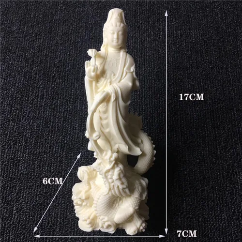 Miniatura 2 de Estatua de Quan Yin de pie en dragón, Kwan Yin Misericordia Diosa china Feng Shui Escultura Diosa asiática Mujer Buda Budista Decoración