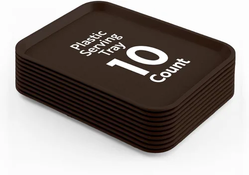 Miniatura 22 de Restaurantware RW Base - Bandejas de comida rápida de 10 x 14 pulgadas, 10 bandejas resistentes para cafetería, bandejas de plástico azul ligeras
