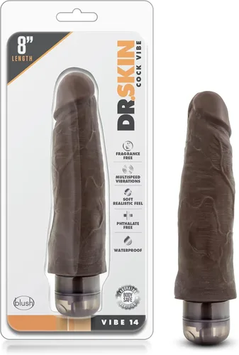Miniatura 9 de Blush Dr. Skin: Cock Vibe-12 Consolador vibrador de 8 pulgadas ~ Consolador delgado de sensación real de 1.5 pulgadas de ancho ~ Estimulador