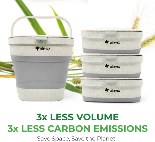 Miniatura 7 de AIRNEX Contenedor de Compost Plegable para Mostrador de Cocina - Contenedor de Compost de Mostrador de 1 Galón con Tapa Hecho de Paja de Trigo - Gris