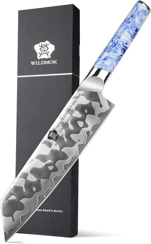 Miniatura 9 de WILDMOK Cuchillo utilitario de 5 pulgadas, cuchillos de frutas de cocina ultra afilados, cuchillo pelador de acero de aleación de 7 capas con mango